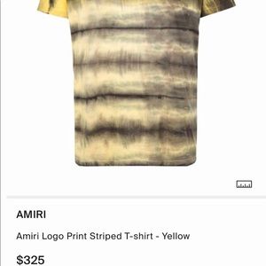 Amiri Logo Print Striped T Shirt Yellow